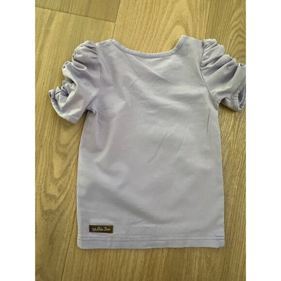 Matilda Jane Girls Lilac Periwinkle Short Sleeve Ruched Top Size 2 Cotton Blend - Picture 4 of 4